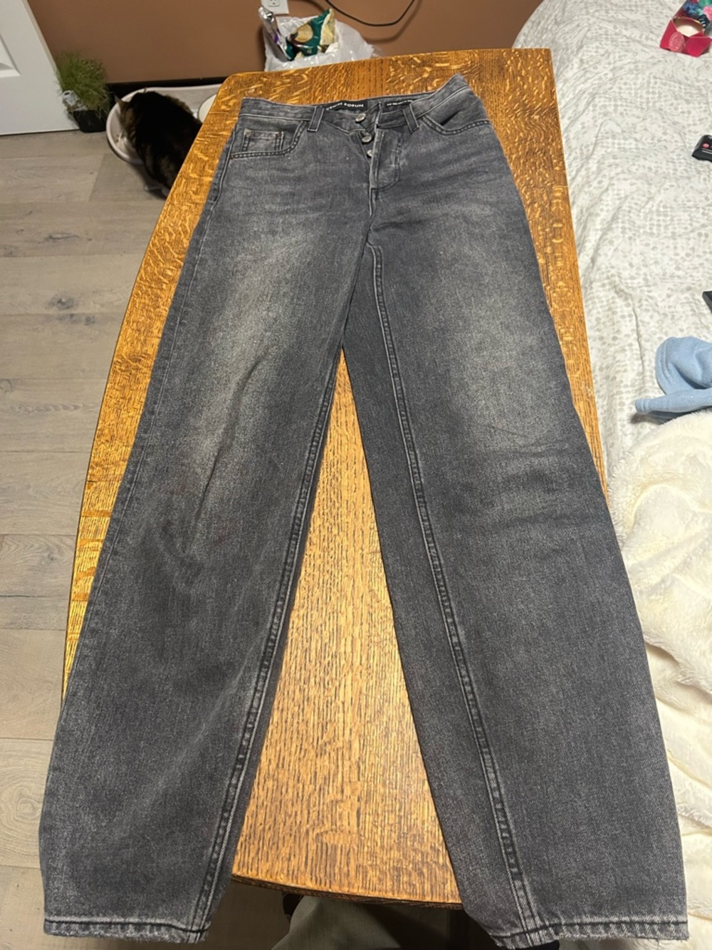 Denim Forum High-Rise Straight Jeans — Black Wash